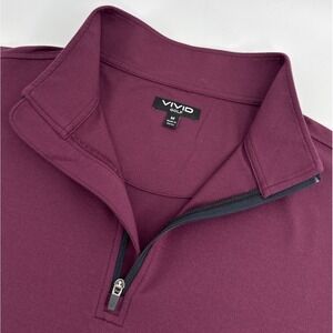 VIVID Golf 1/4 Zip Pullover Men's M Burgundy Performance Stretch